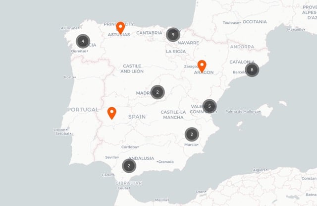 Mapa de clínicas MouthX.
